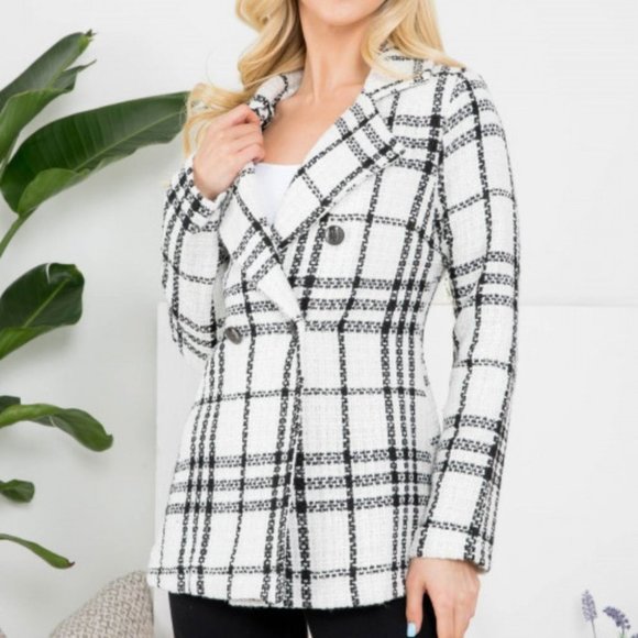 PLAID BLAZER BUTTON FRONT - Picture 2 of 5